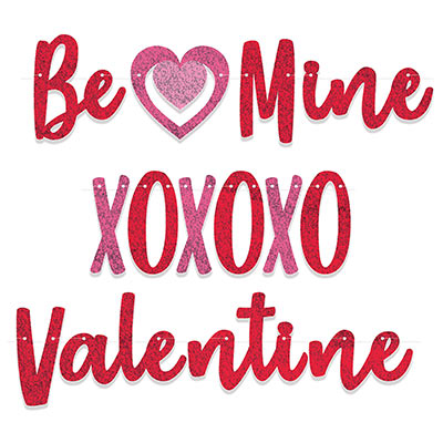 Valentine Streamer Set that says "Be Mine XOXO Valentine"