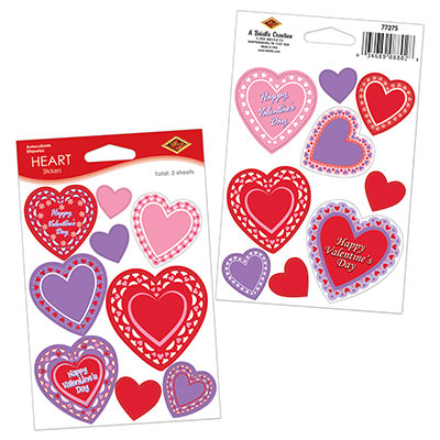 Heart Stickers (Pack of 48) Heart Stickers, heart, stickers, valentines day, party favor, wholesale, inexpensive, bulk