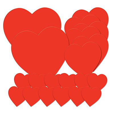 Different sizes Printed Red Heart Cutouts for Valentines Day