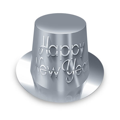 Silver New Year Hi-Hat (Pack of 25) Silver New Year Hi-Hat, silver, new years eve, hi-hat, hat, party favor, wholesale, inexpensive, bulk