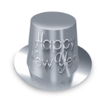 Silver New Year Hi-Hat (Pack of 25) Silver New Year Hi-Hat, silver, new year's eve, hi-hat, hat, party favor, wholesale, inexpensive, bulk