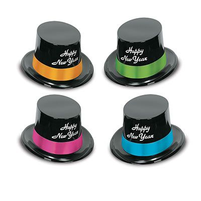 Neon legacy toppers with blue, green, pink, or orange, neon bands and white lettering on the front of the hat. 