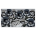 Silver and black colored NYE party kit with top hats, leis, noismakers, and beads.