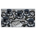 Silver and black colored NYE party kit with top hats, leis, noismakers, and beads.