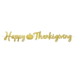 Gold Foil Happy Thanksgiving Streamer with a pumpkin 
