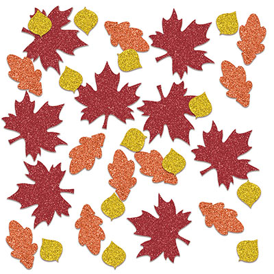 Fall Leaf Deluxe Sparkle Confetti (Pack of 12) Fall Leaf Deluxe Sparkle Confetti, fall, leaf, confetti, decoration, Thanksgiving, wholesale, inexpensive, bulk