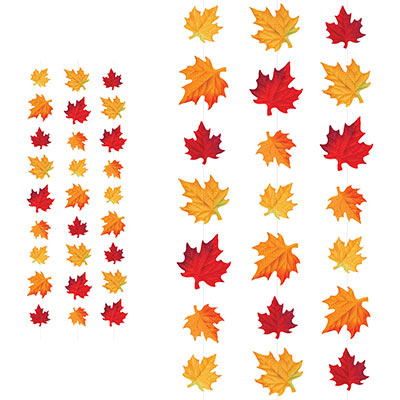 Deluxe Fabric Autumn Leaves Stringers (Pack of 12) Deluxe Fabric Autumn Leaves Stringers, autumn, leaves, stringers, fall, Thanksgiving, wholesale, inexpensive, bulk, decoration