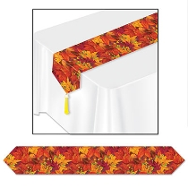 Festive Printed Fall Leaf Table Runner for Thanksgiving 