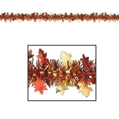 Metallic Autumn Leaf Garland for Thanksgiving Table or hanging decoration 