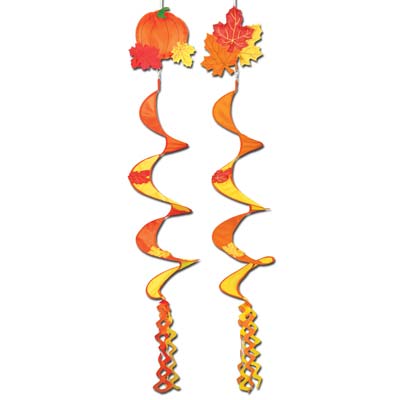Orange and Yellow Autumn Wind-Spinners with pumpkin or leaves hanging decorations 
