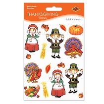 Assorted Pilgrim & Turkey Stickers 