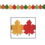 Orange, Yellow, Red and Green Fall Leaf Garland