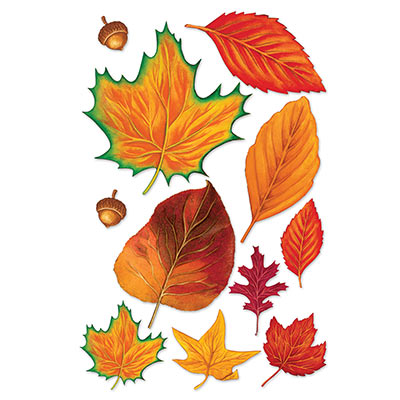 Assorted Fall Colors and Shape Leaf Cutouts decorations 