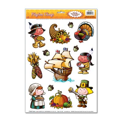 Assorted Pilgrim and Fall Clings for wall or window decorations