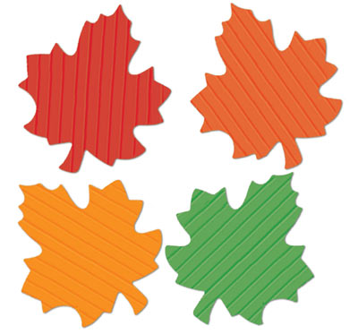 Orange, Yellow, Red and Green Tissue Autumn Leaves 