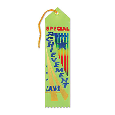 Special Achievement Award Light Green Ribbon with colorful lettering and Blue Stars