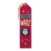 Math Whiz Award Ribbon with bold gold and green lettering with an owl 