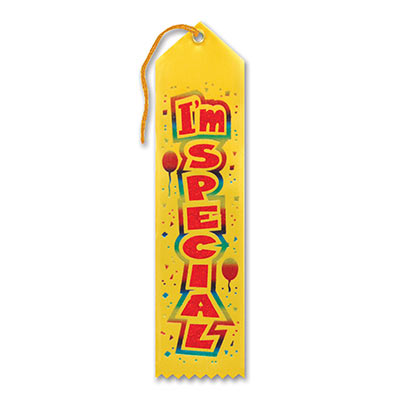 I'm Special Award Yellow Ribbon with bold red lettering and balloons 