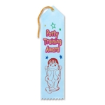 Potty Training Award Light Blue Ribbon with Gold lettering outlined in red and stars