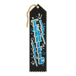 Terrific Award Black Ribbon with Glitter Blue lettering and stars 
