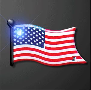 American Flag Flashing Pins (Pack of 12) American Flag Flashing Pins, american, flag, patriotic, july 4th, memorial day, american flag, party favor, wholesale, inexpensive, bulk