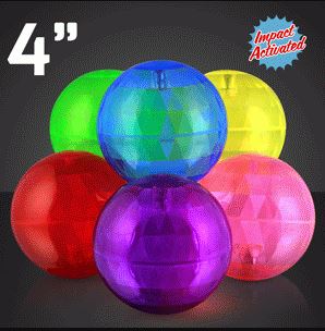 Assorted Large Light Up Bouncy Balls with Impact Activation. These Light Up Bouncy Balls provide the perfect entertainment for the kiddos at night.