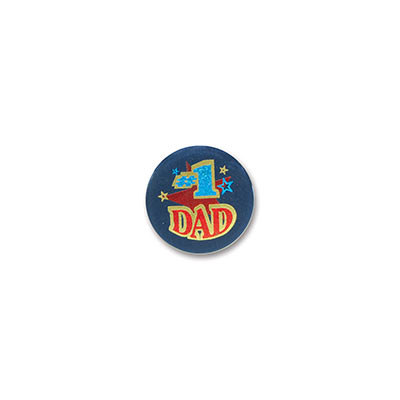 #1 Dad Satin Button (Pack of 6) #1 Dad Satin Button, #1 Dad, button, fathers day, party favor, wholesale, inexpensive, bulk