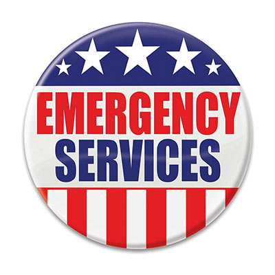Emergency Services Button (Pack of 6) Emergency Services Button, emergency services, patriotic, party favor, independence day, wholesale, inexpensive, bulk
