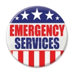 Emergency Services Button (Pack of 6) Emergency Services Button, emergency services, patriotic, party favor, independence day, wholesale, inexpensive, bulk