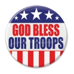 God Bless Our Troops Button (Pack of 6) God Bless Our Troops Button, god bless our troops, party favor, button, wholesale, inexpensive, bulk, patriotic, july 4th