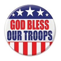 God Bless Our Troops Button (Pack of 6) God Bless Our Troops Button, god bless our troops, party favor, button, wholesale, inexpensive, bulk, patriotic, july 4th