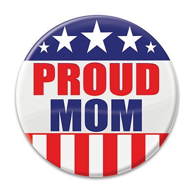 Proud Mom Button (Pack of 6) Proud Mom Button, proud mom, button, party favor, patriotic, july 4th, wholesale, inexpensive, bulk