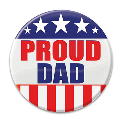 Proud Dad Button (Pack of 6) Proud Dad Button, proud dad, button, party favor, patriotic, wholesale, inexpensive, bulk
