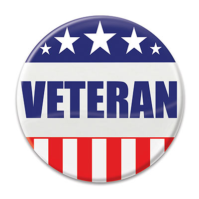 Veteran Button (Pack of 6) Veteran Button, veteran, button, party favor, wholesale, inexpensive, bulk, patriotic, july 4th