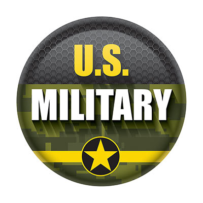 U.S. Military Button (Pack of 6) U.S. Military Button, U.S. Military, button, party favor, patriotic, July 4th, wholesale, inexpensive, bulk