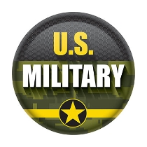 U.S. Military Button (Pack of 6) U.S. Military Button, U.S. Military, button, party favor, patriotic, July 4th, wholesale, inexpensive, bulk