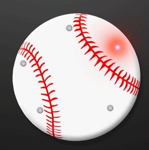 Baseball Flashing Pins With Flashing LEDs (Pack of 12)  Baseball Flashing Pins With Flashing LEDs, baseball, flashing, pin, led, party favor, wholesale, inexpensive, bulk