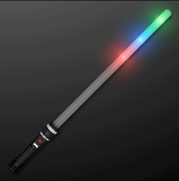 Space saber with multi-color LED lights. 