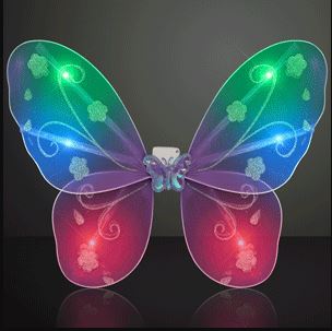 Blinking Purple LED Fairy Wings. These LED Purple Fairy Wings are the perfect last touch that your fairy costume is in need of.