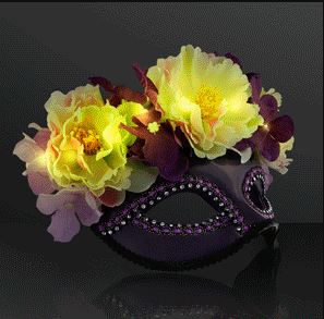 Beautiful half masks with blinking flowers.