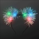 Multi color Blinking Tinsel Fluffy Cat Ears Headband
