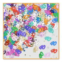 40 & Stars Multiple Colors Confetti 