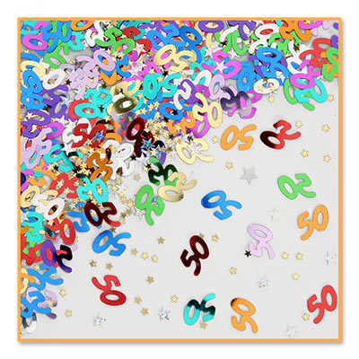  50 & Star Multiple Colors of Confetti 