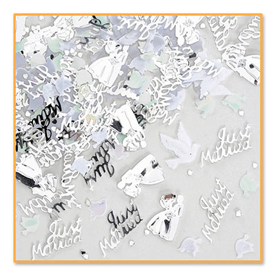 Wedding Day Silver Fancy Lettering Confetti