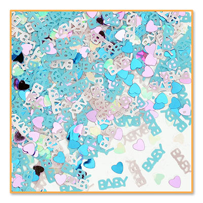 Baby On The Way Confetti with multi colored hearts  