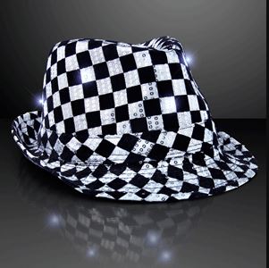 Checkered Sequin Light Up Fedora Hats