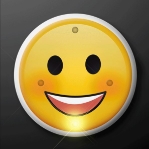 Classic smile emoji pin that lights up with LED lights. 