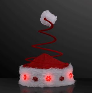 Coil spring Santa hats that lights up.