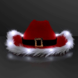 Cowboy hat with red velour, white faux material and a band to replicate Santas belt.