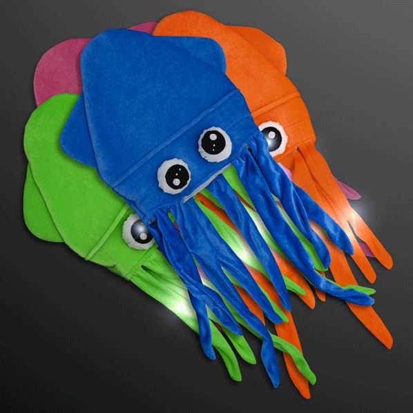 Silly squid hats in blue, orange, pink and green that flashes.